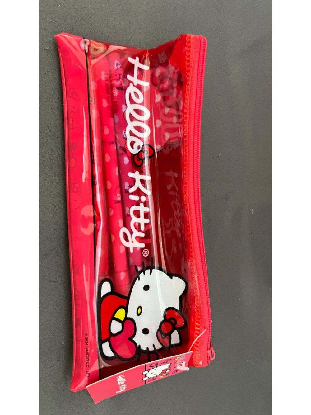 Hello Kitty Pink Studded Tumbler With Straw & Red Zippered Pencil Case Set - Picture 2 of 10